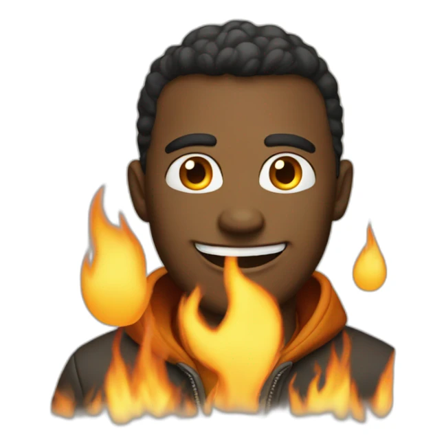 Cool Guy who have eyes in fire and big smile sticker