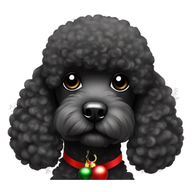 Black poodle with Christmas ornament￼ sticker