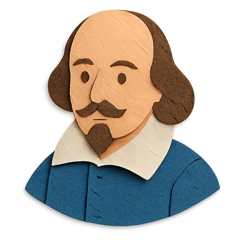 Shakespeare in paper craft style sticker