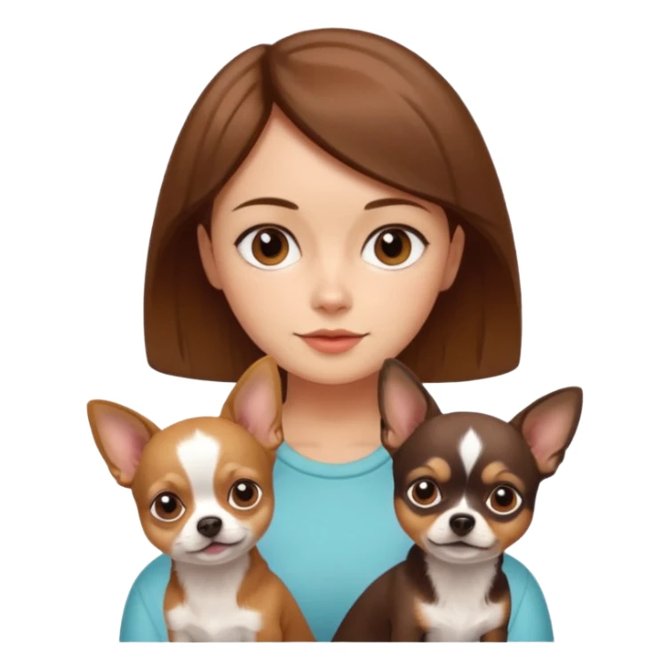 girl with mid-short brown hair and 2 chihuahuas sticker