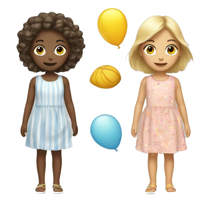 playful girls in summer dresses sticker
