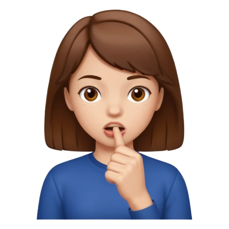 a girl with her fist in her mouth sticker