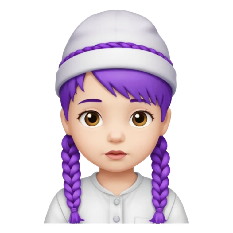 purple haired little baby with braids and white hat not beanie sticker
