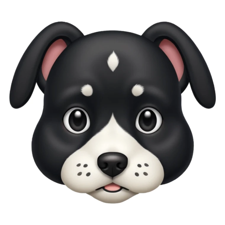A black not hairy dog with its ears up with a bit of white on its face ￼￼ sticker