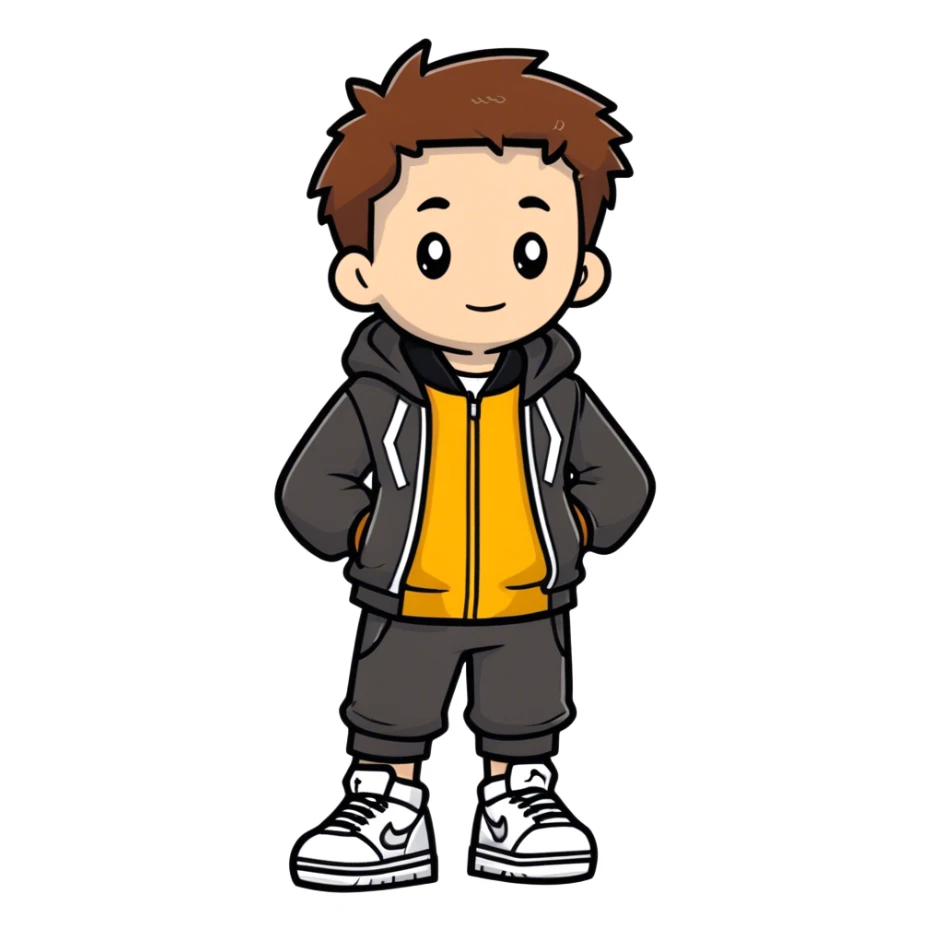 Simon mit Schowittchen Haaren braun  mit Jordan Kleidung ￼￼ sticker