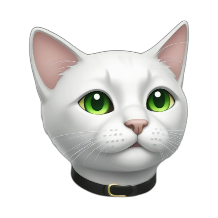A black cat with green eyes with a white mustache, a white stripe on its nose, a full-length white breast and white paws sticker