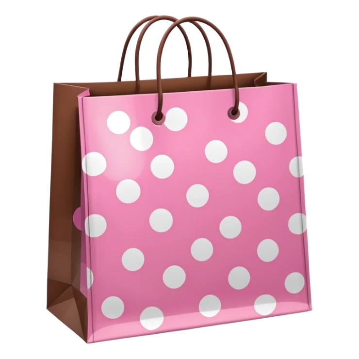 pink and brown polka dot shopping bags sticker