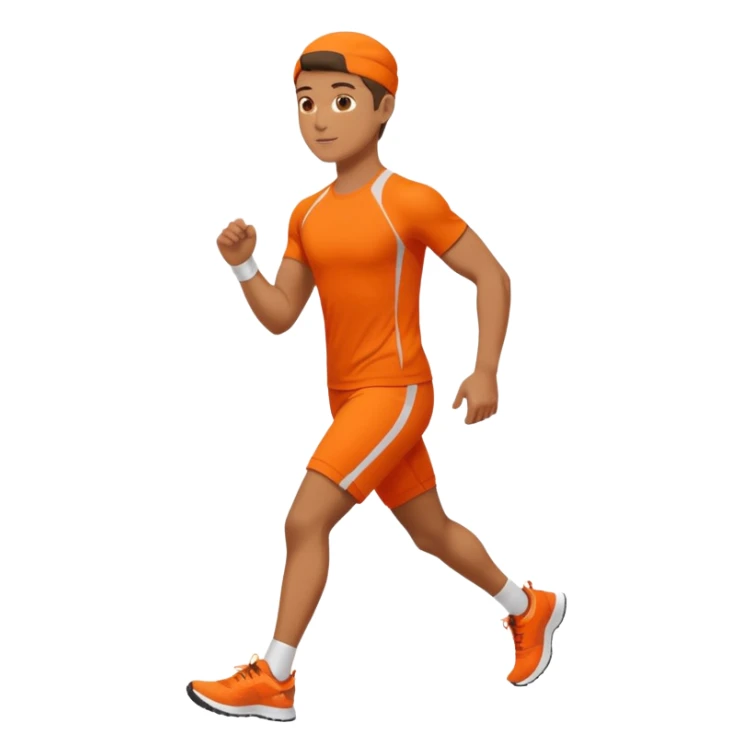 mach mir eine atheltischen typen mit orangener fitness kleidung der gerade einen sapziergang macht sticker