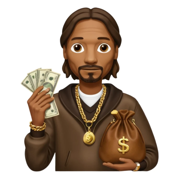 Snoop Dogg holding money bag sticker