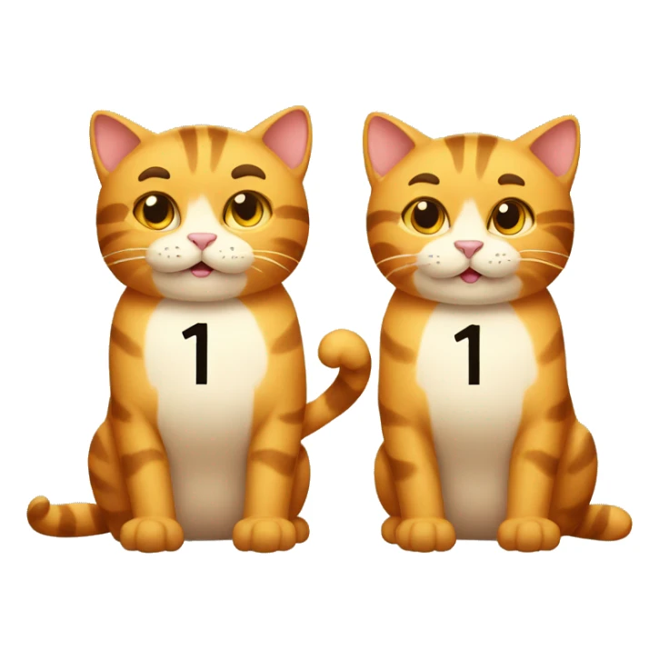 two muscular cats holding up the number 13 sticker