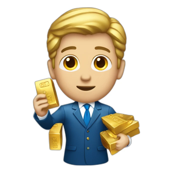 Posh-man-with-blue-suit-offering-goldbar sticker