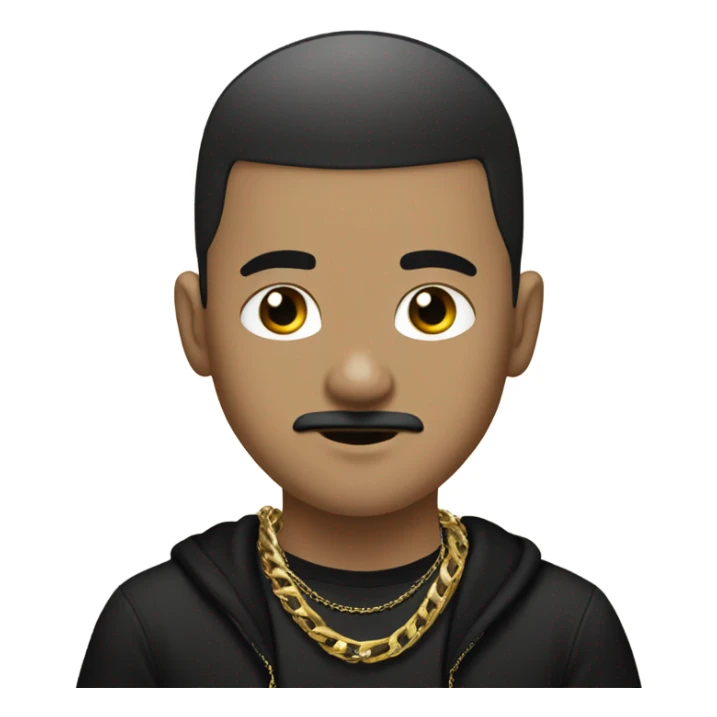 Withe boy with black buzz cut and big black mustache and gold chain in rapper t shirt  sticker