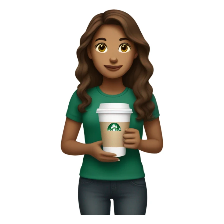 Brown hair starbucks girl sticker