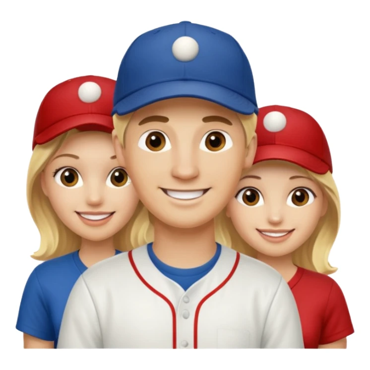 Two blonde women and a man with baseball cap on  sticker