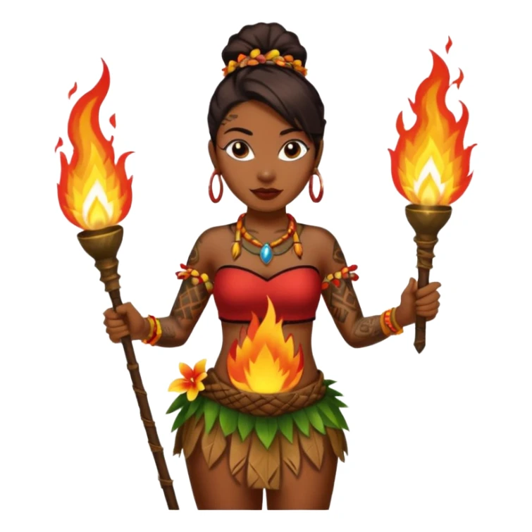 hawaiian female fire dancer with tattoos sticker