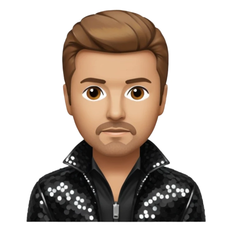 George Michael with light brown hair, black sequin jacket , white shirt sticker