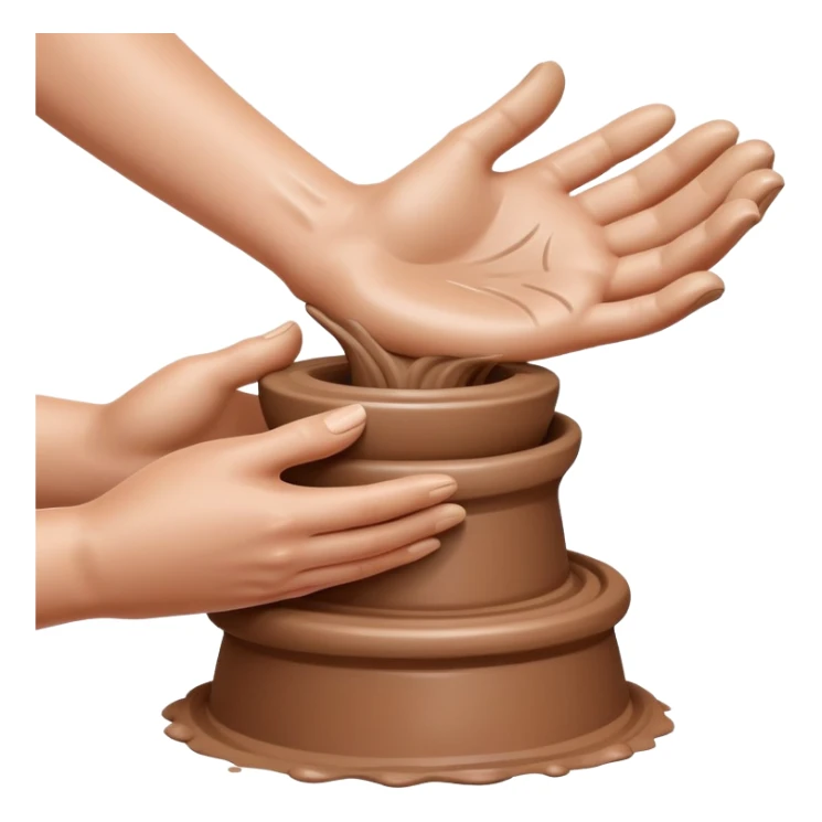 hand doing palm hug on mound of clay on silver pottery wheel sticker