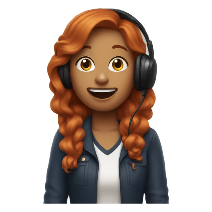 auburn haired girl with a microphone singing sticker