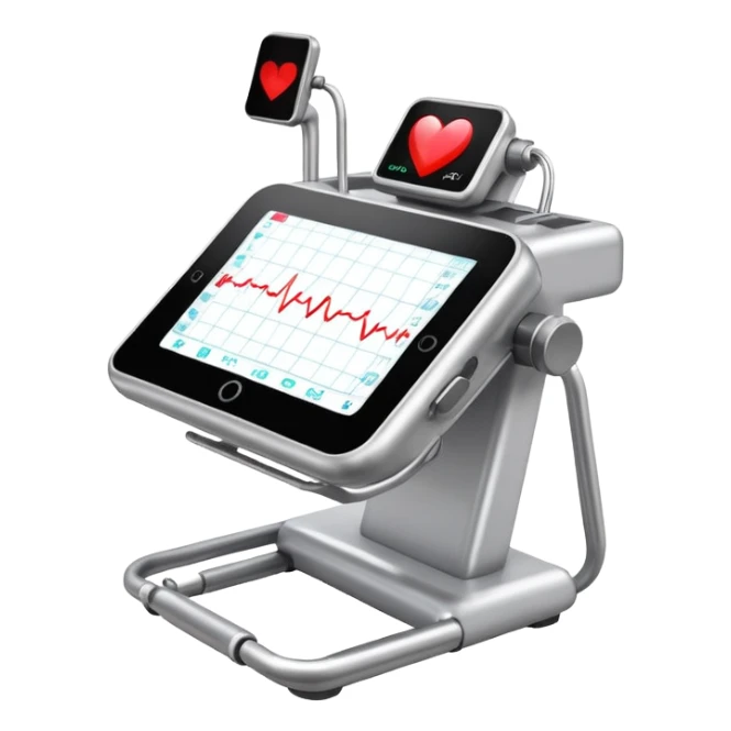 EKG machine with heart rate monitor display sticker