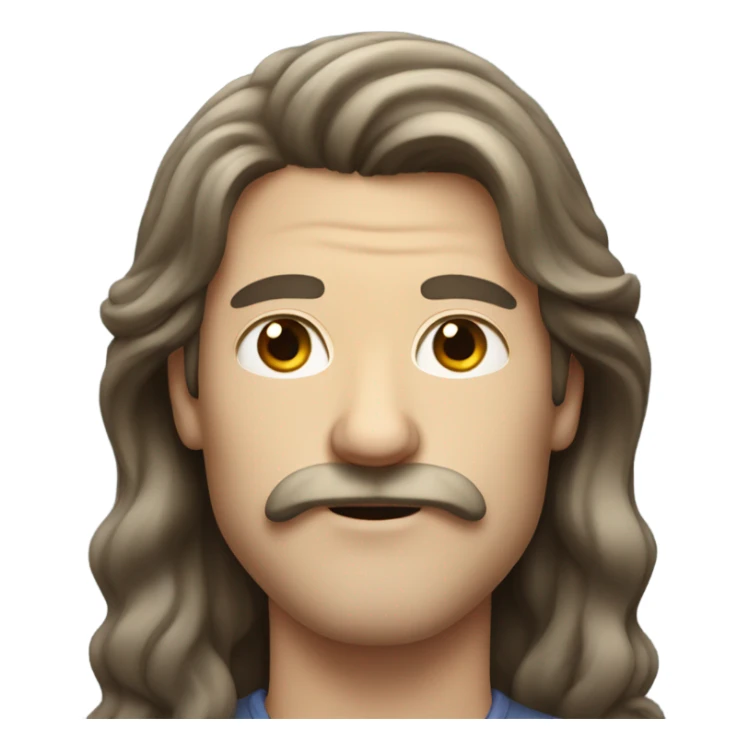 white man with moustache and long brown hair sticker