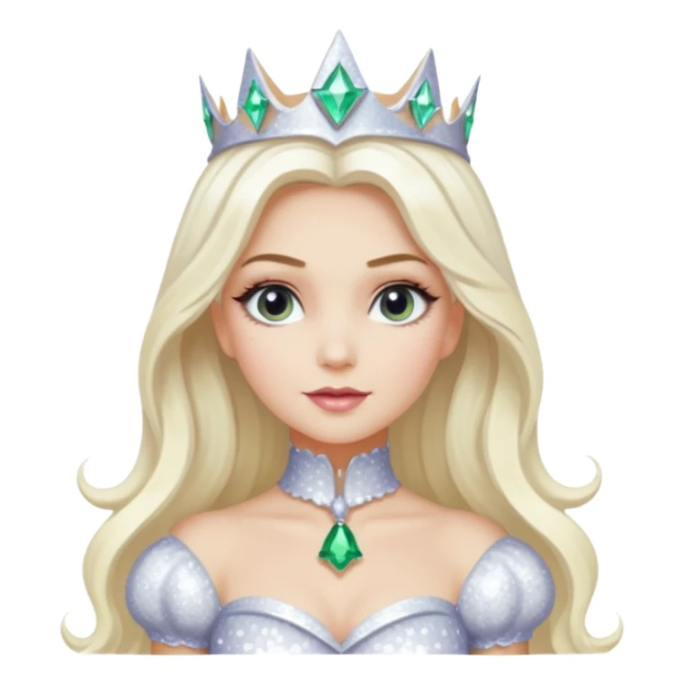 The Good Witch from Oz with long white blonde hair, white sequin outfit sticker
