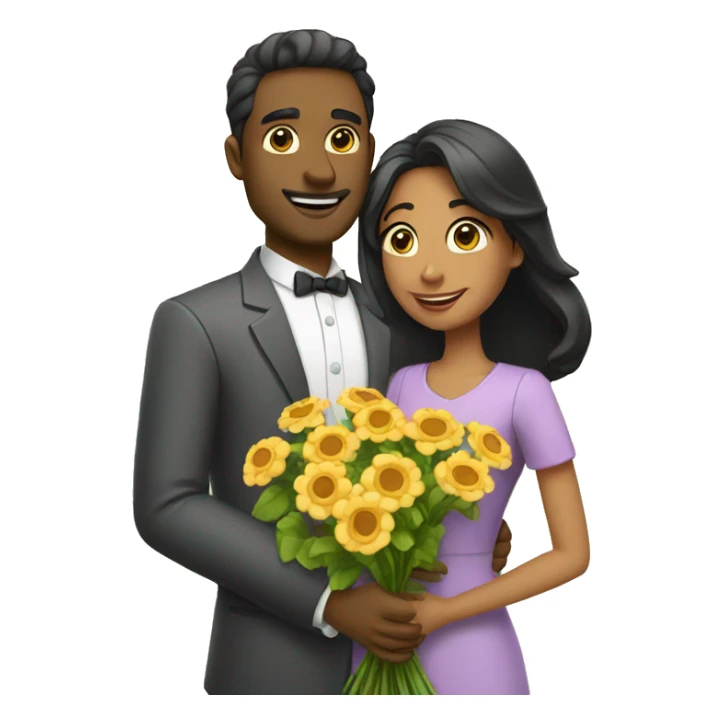 husband giving flowers to his wife sticker