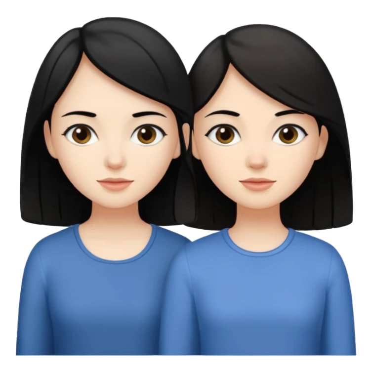 Two sisters one brunette one white with black hair one a little taller than the other.  sticker