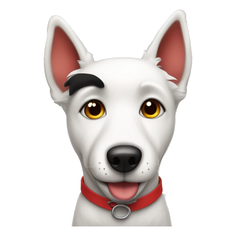 cartoon white dog with black ears and red shirt  sticker