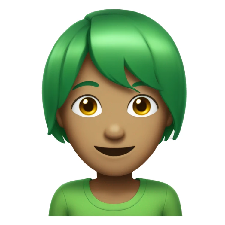 Smileface with green short hair sticker