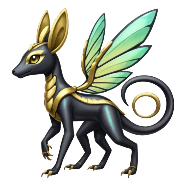Shiny 4-legged Meloetta-Anubis-Salandit-Beedrill-fusion, full body sticker