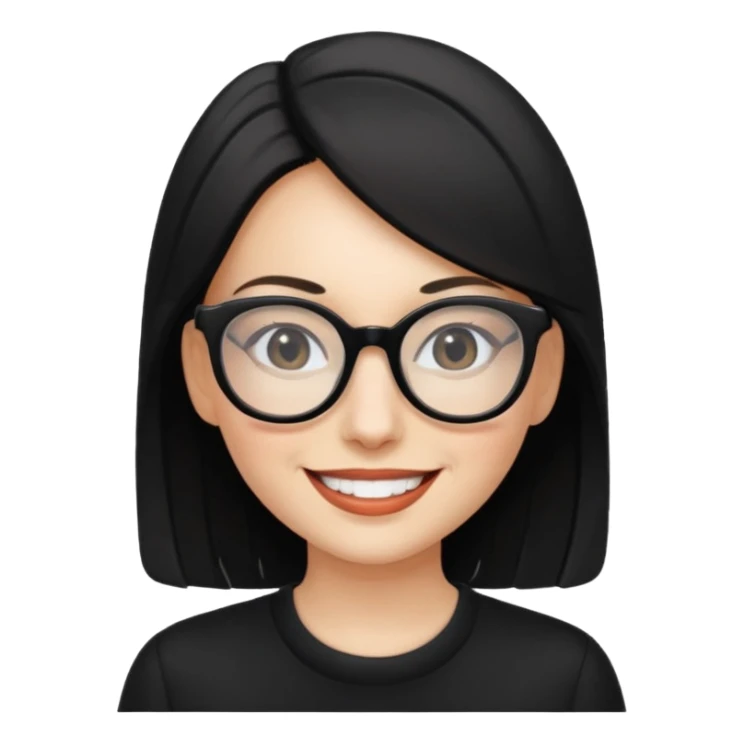 woman with big glasses,black wear sticker