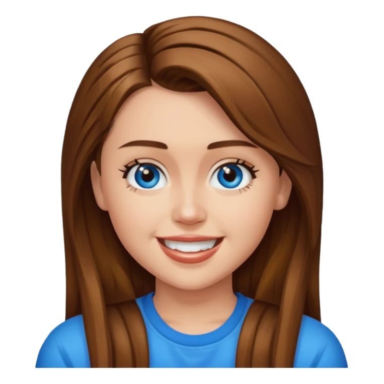 Miley Cyrus with blue eyes, brown long hair sticker