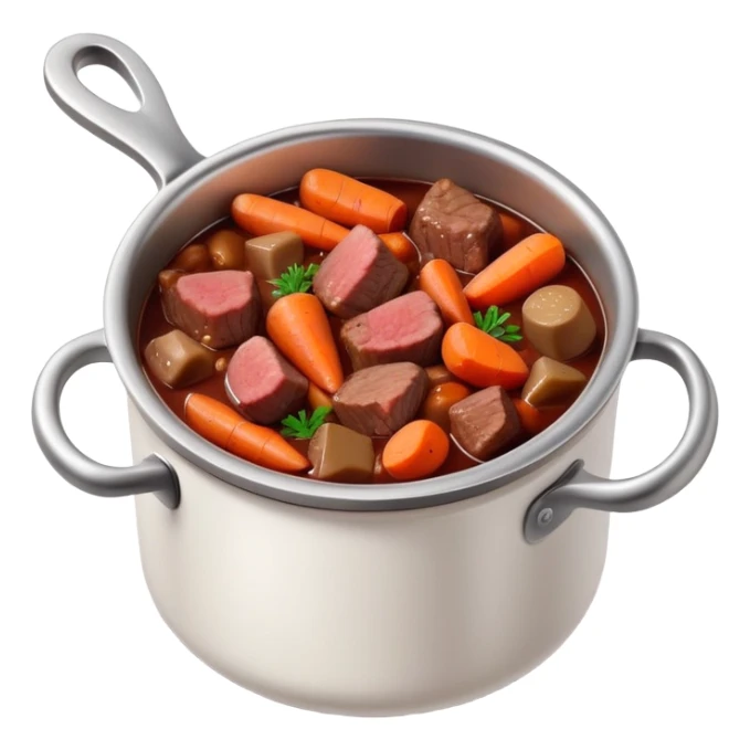 boeuf bourguignon in a pot with red wine, carrots, and beef chunks sticker