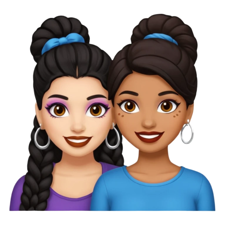 Boujy baddie best friends, trendy heavy makeup both dark hair one light skinned and one caramel skin  sticker