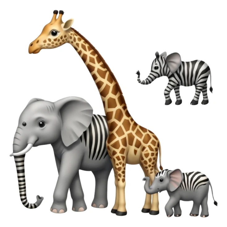 Make giraffe and zebra with no long neck and elephant sticker