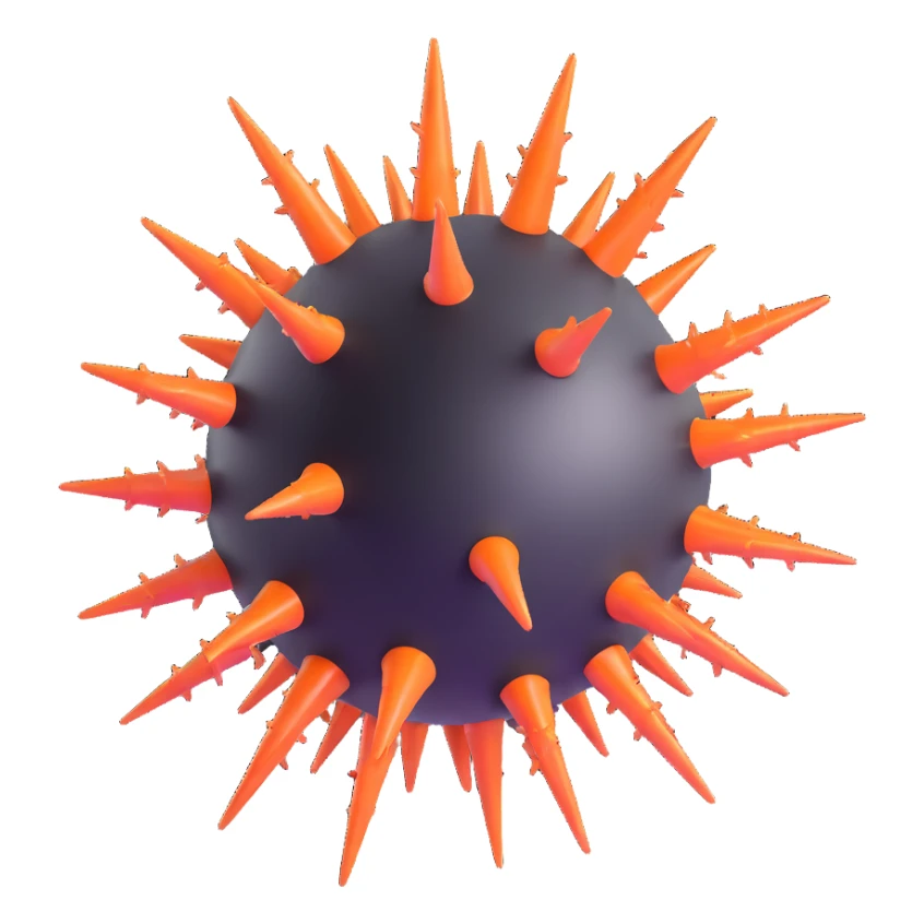 glossy virus with spikes similar to iOS emoji style sticker