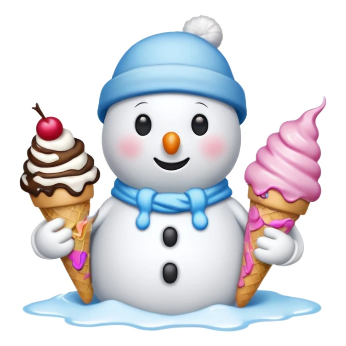 snowmen wearing cap with ice cream sticker