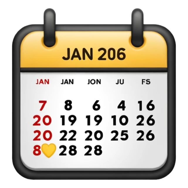 January calendar flat emojy style just writte Jan 2026. More flat style Just JAN 2026 should be on it. No need for days , shoujdbe JAn 2026 written in the middele of the icon sticker