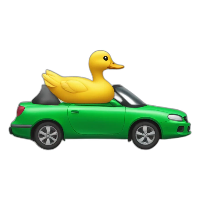 Un canard qui conduit une voiture décapotable verte sticker