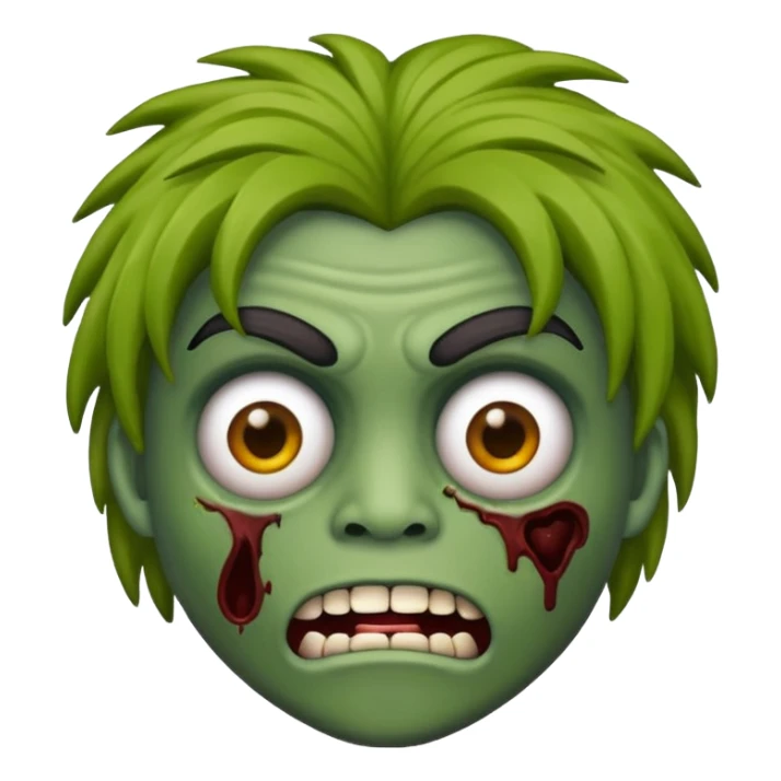 emoji de iphone de zumbi com o cabelo do james cook da serie skins sticker