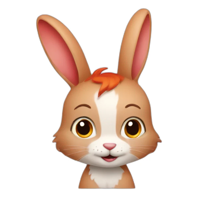 a bunny with red hair like a person sticker