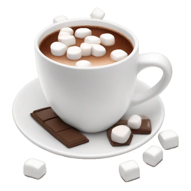Hot chocolate in a white cup with marshmallows sticker