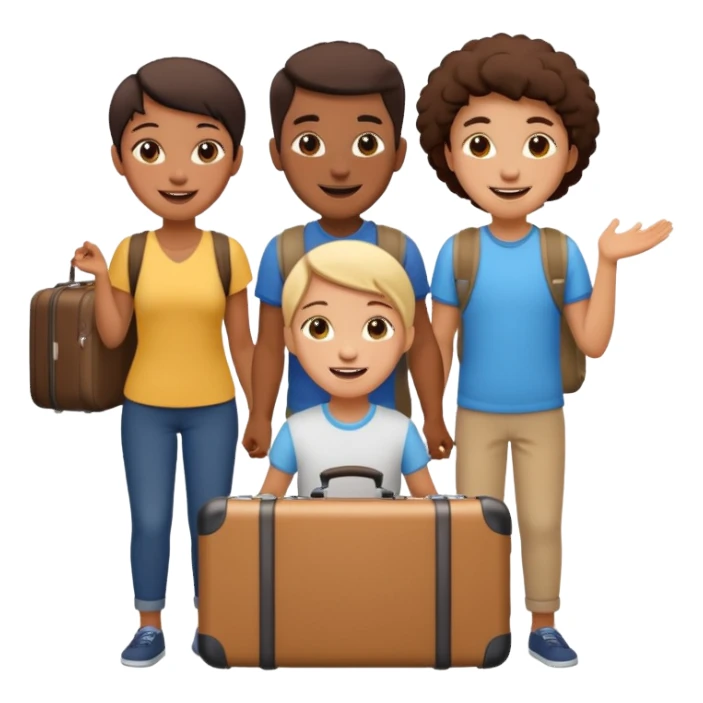 3 persons going on holiday vacation, group travel sticker