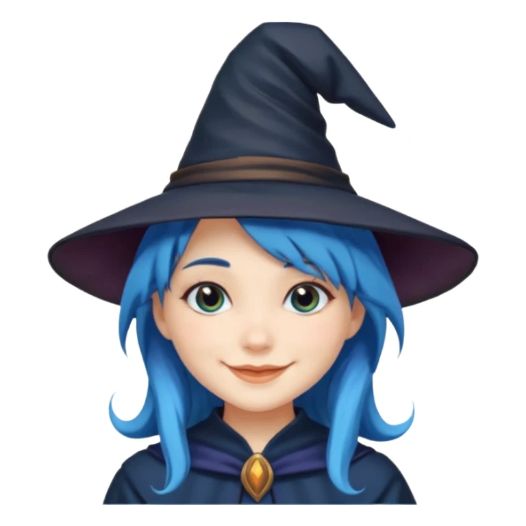 girl, blue hair, witch hat sticker