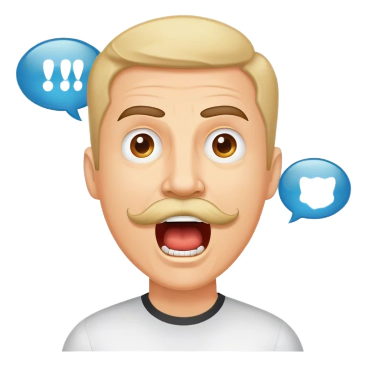 Random guy with a mustache screaming  the word FABIAAAN all in upper case in a Speech bubble  sticker