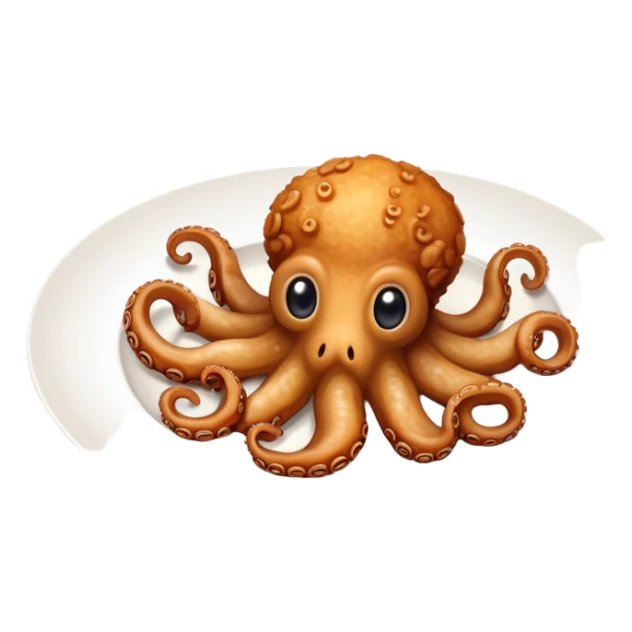 Plate of deep fried baby octopus  sticker