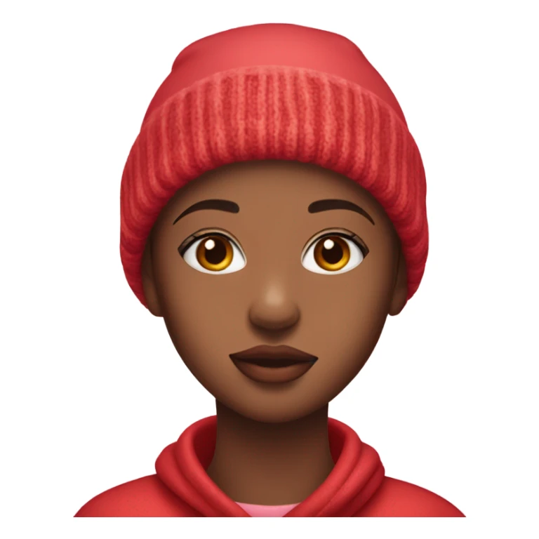girl in red beanie with natural light pink colored lips  sticker