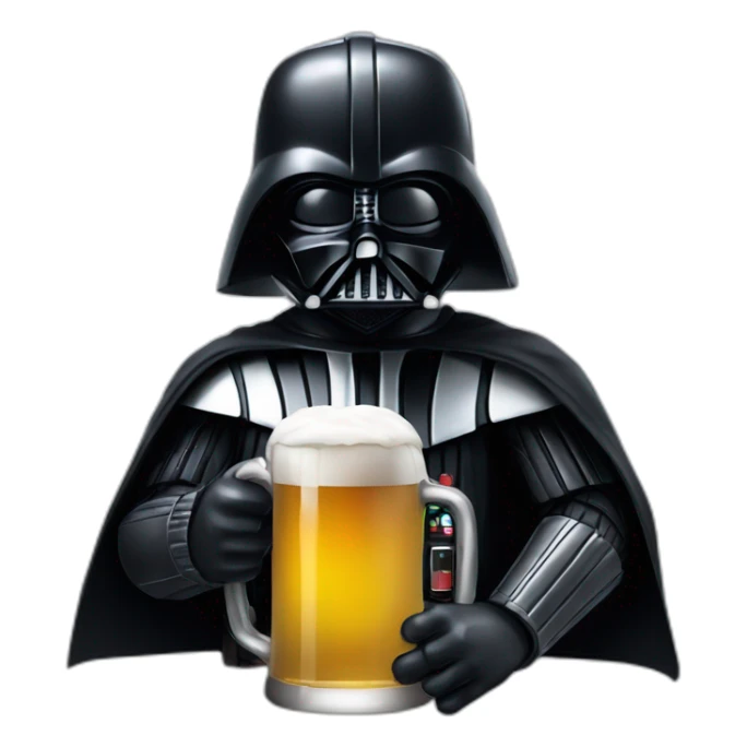Dark vader playing vidéo gammes with a beer sticker