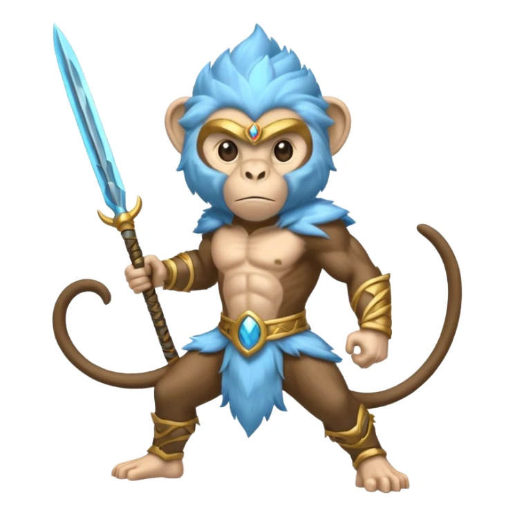 air elemental monkey warior with light blue fur sticker