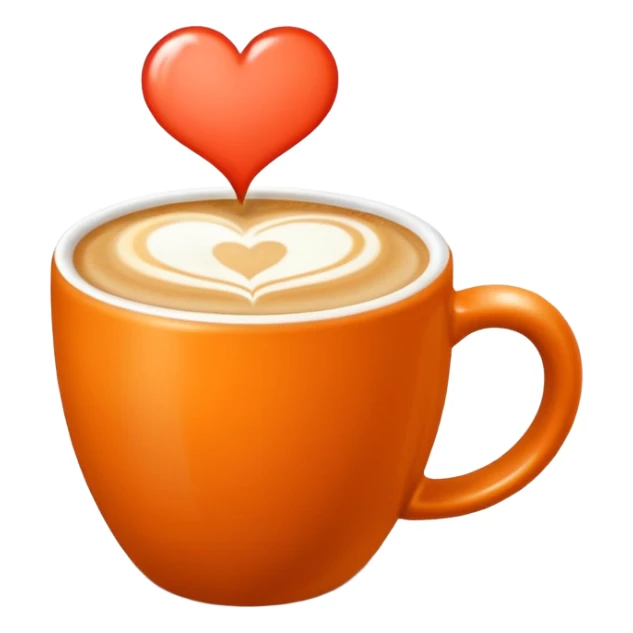 Coffee latte art in a clean orange-color mug sticker